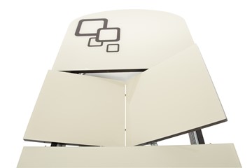 Обеденный раздвижной стол Ривьера мини дерево №1, Рисунок квадро (стекло белое/черный/белый) во Владивостоке - предосмотр 4