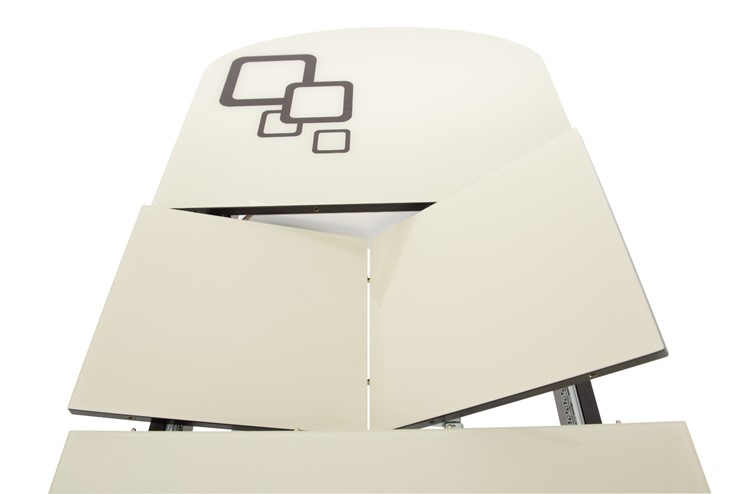 Обеденный раздвижной стол Ривьера мини дерево №1, Рисунок квадро (стекло белое/черный/белый) во Владивостоке - изображение 4