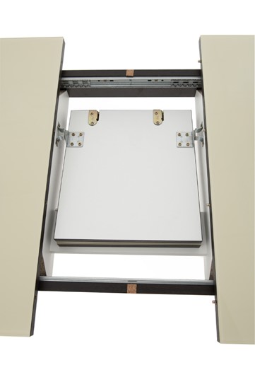 Кухонный раздвижной стол Ривьера мини дерево №1, Рисунок квадро (стекло белое/черный/черный) в Артеме - изображение 5