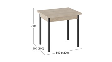 Кухонный стол раздвижной Родос тип 2 с опорой d40 (Черный муар/Дуб Сонома) в Уссурийске - предосмотр 2