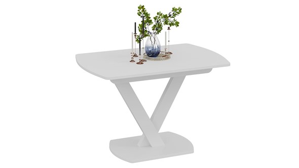 Стол раздвижной Салерно тип 1 (Белый муар/Стекло матовое белое) в Артеме - изображение