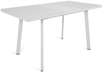 Раздвижной стол Сальвадор-2G (ноги белые, стекло cristal/белый цемент) в Артеме - предосмотр 3