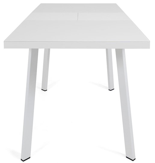 Кухонный раскладной стол Сальвадор-1G (ноги белые, стекло cristal/белый цемент) в Артеме - изображение 4