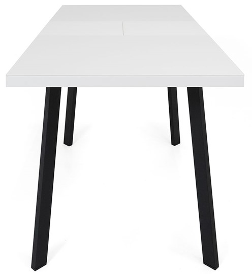 Кухонный раздвижной стол Сальвадор-2G (ноги черные, стекло cristal/белый цемент) во Владивостоке - изображение 5
