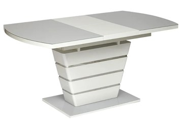 Кухонный раскладной стол SCHNEIDER ( mod. 0704 ) мдф high glossy/закаленное стекло, 140/180x80x75, белый арт.11410 в Артеме