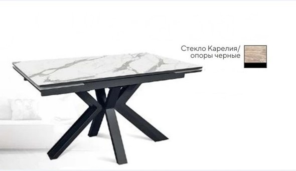 Стол раздвижной SFE 140, керамика карелия мрамор/ножки черные во Владивостоке - изображение
