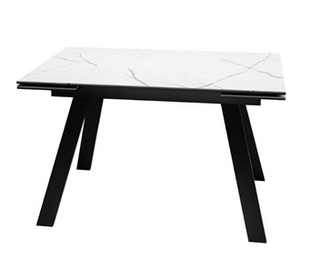 Стол раздвижной SKL 140, керамика белый мрамор/подстолье черное/ножки черные в Артеме