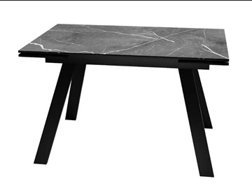 Кухонный стол раскладной SKL 140, керамика черный мрамор/подстолье черное/ножки черные в Находке - предосмотр