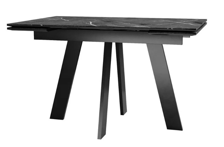 Кухонный стол раскладной SKM 120, керамика черный мрамор/подстолье черное/ножки черные во Владивостоке - изображение 1