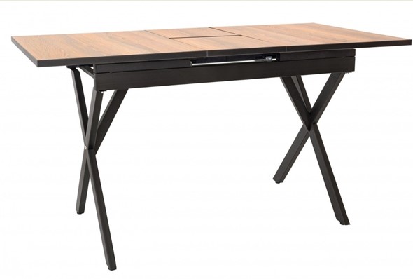 Кухонный стол раскладной Стайл № 11 (1100/1500*700 мм.) столешница Оптивайт , фотопечать, форма Флан, с механизмом бабочка в Артеме - изображение