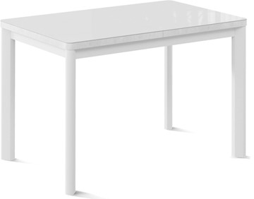 Кухонный раздвижной стол Токио-1G (ноги металлические белые, cтекло cristal/белый цемент) в Уссурийске