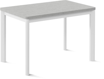 Кухонный раздвижной стол Токио-1L (ноги металлические белые, светлый цемент) в Уссурийске