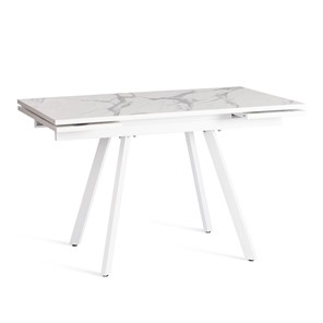 Кухонный стол раздвижной VIGO ЛДСП/HPL/металл,120x80x30х30х75 см, Мрамор светлый/белый арт.20623 в Уссурийске
