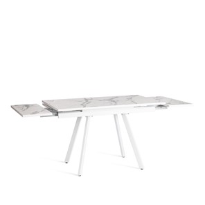 Кухонный стол раздвижной VIGO ЛДСП/HPL/металл,120x80x30х30х75 см, Мрамор светлый/белый арт.20623 в Артеме - предосмотр 4