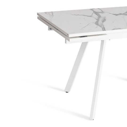Кухонный стол раздвижной VIGO ЛДСП/HPL/металл,120x80x30х30х75 см, Мрамор светлый/белый арт.20623 в Артеме - изображение 6