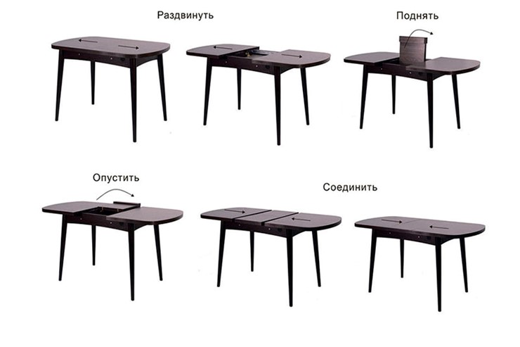 Раздвижной стол Ялта с цилиндрическими опорами Венге/Ясень Анкор темный во Владивостоке - изображение 1