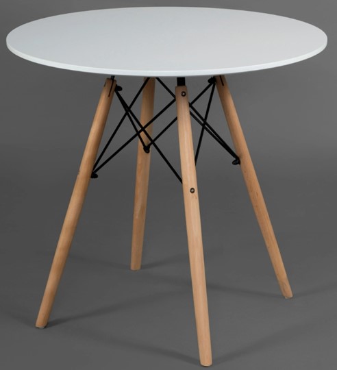 Обеденный стол CINDY NEXT, металл/мдф/бук, D70х75см, белый/натуральный арт.15854 во Владивостоке - изображение 1