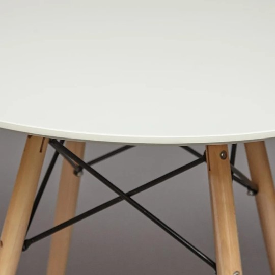 Обеденный стол CINDY NEXT, металл/мдф/бук, D70х75см, белый/натуральный арт.15854 во Владивостоке - изображение 2