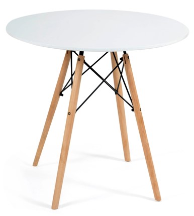 Обеденный стол CINDY NEXT, металл/мдф/бук, D70х75см, белый/натуральный арт.15854 во Владивостоке - изображение