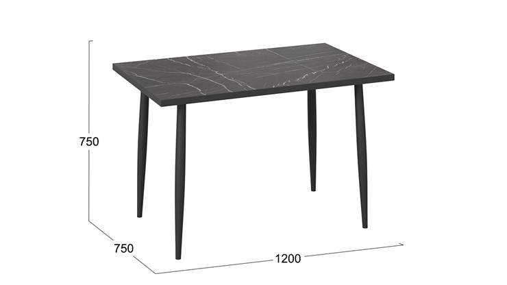 Кухонный обеденный стол Невада ДП1-02-08 (Черный мрамор/Черный матовый) в Уссурийске - изображение 3