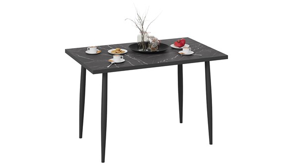 Кухонный обеденный стол Невада ДП1-02-08 (Черный мрамор/Черный матовый) в Артеме - изображение