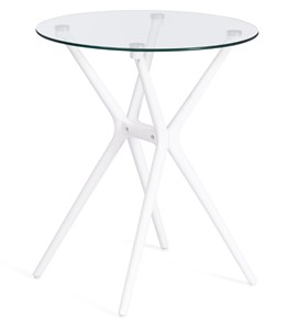 Стол на кухню PARNAVAZ (mod. 29) пластик/стекло, 60х60х70,5 прозрачный/белый арт.19697 в Находке