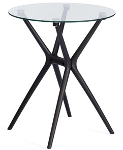 Кухонный обеденный стол PARNAVAZ (mod. 29) пластик/стекло, 60х60х70,5 прозрачный/черный арт.19698 в Находке - предосмотр