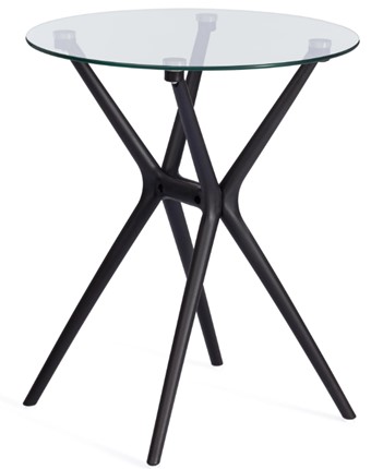 Кухонный обеденный стол PARNAVAZ (mod. 29) пластик/стекло, 60х60х70,5 прозрачный/черный арт.19698 в Находке - изображение