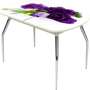 Кухонный стол раздвижной Ривьера исп.1 ноги хром №5 Фотопечать (Цветы №46) в Артеме