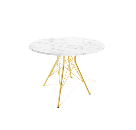 Кухонный обеденный стол SHT-TU2-1 / SHT-TT 90 ЛДСП (мрамор кристалл/золото) в Артеме - изображение