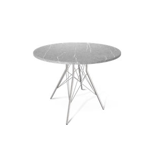 Круглый стол на кухню SHT-TU2-1 / SHT-TT 90 МДФ (серый мрамор/хром лак) в Артеме