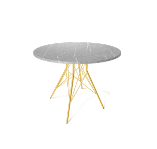 Круглый кухонный стол SHT-TU2-1 / SHT-TT 90 МДФ (серый мрамор/золото) в Артеме