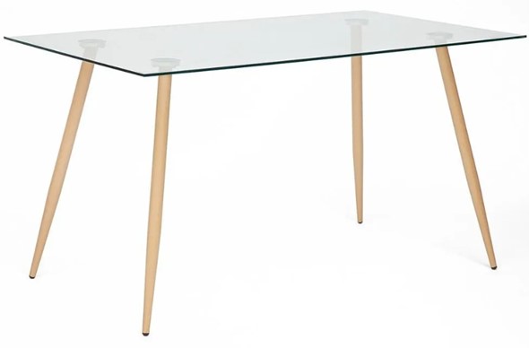 Кухонный обеденный стол SOPHIA (mod. 5003) металл/стекло (8мм), 140x80x75, бук/прозрачный арт.12098 во Владивостоке - изображение