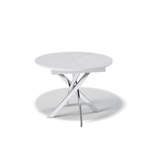 Кухонный раздвижной стол Kenner R1100 (Хром/Белое/Стекло белое глянец) в Артеме