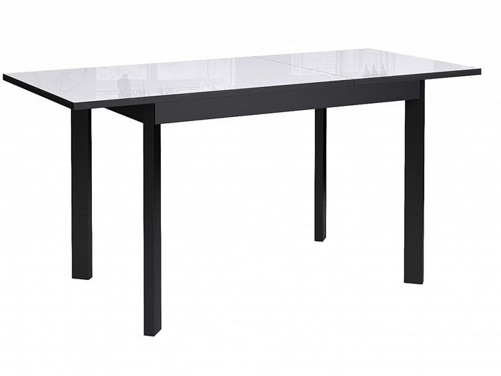 Обеденный раздвижной стол Dikline Ls110, стекло белое/ножки черные в Артеме - изображение 1