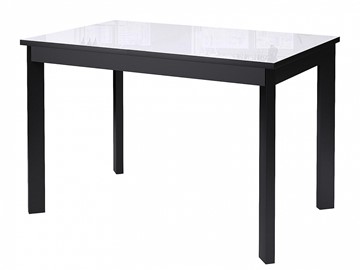 Обеденный раздвижной стол Dikline Ls110, стекло белое/ножки черные в Уссурийске