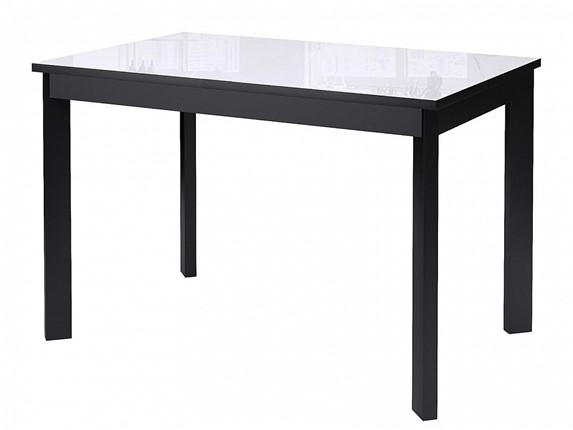 Обеденный раздвижной стол Dikline Ls110, стекло белое/ножки черные в Артеме - изображение