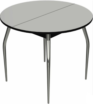Кухонный стол раздвижной Ривьера исп. круг хром №5 (стекло белое/черный) в Находке - изображение