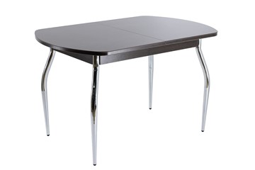 Кухонный раздвижной стол ПГ-01 СТ1 венге/черное стекло/хром фигурные в Артеме