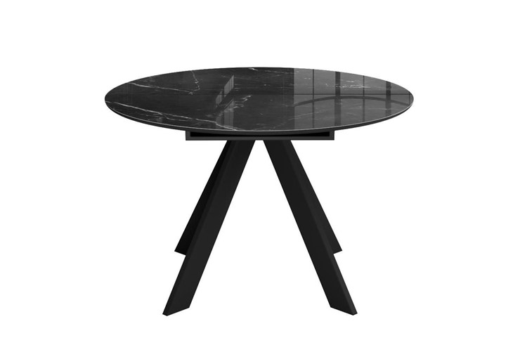 Стол обеденный раздвижной DikLine SFC110 d1100 стекло Оптивайт Черный мрамор/подстолье черное/опоры черные во Владивостоке - изображение 6