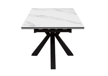 Стол обеденный раздвижной DikLine SFE160 Керамика Белый мрамор/подстолье черное/опоры черные (2 уп.) в Находке - предосмотр 3
