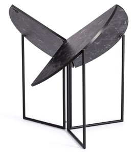 Стол складывающийся YOOP (mod. 1202) ЛДСП+меламин/металл, 100х100х72, чёрный мрамор/чёрный, арт.19491 во Владивостоке - предосмотр 1