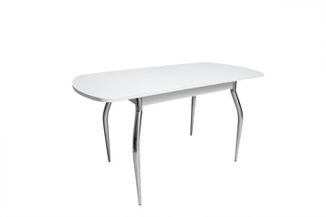 Кухонный стол раскладной ПГ-01 ЛДСП, белый ЛДСП/35 гнутые фигурные металл хром в Артеме