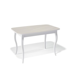 Кухонный стол раскладной Kenner 1200C (Белый/Стекло крем глянец) в Уссурийске