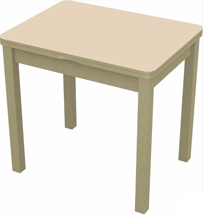 Кухонный раскладной стол Бари дерево №8 (стекло молочное/дуб выбеленный) в Артеме - изображение