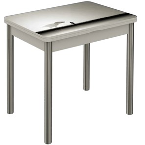 Кухонный раздвижной стол Бари хром №6 (Exclusive h182/белый) в Артеме