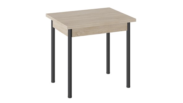 Кухонный стол раздвижной Родос тип 2 с опорой d40 (Черный муар/Дуб Сонома) в Находке - изображение