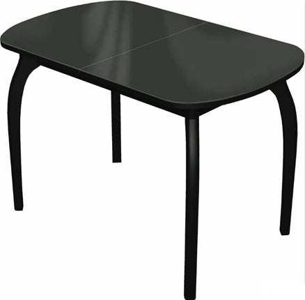 Кухонный раздвижной стол Ривьера исп.1 дерево №1 (стекло черное/черный) в Артеме - изображение
