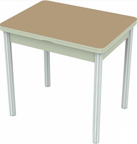 Кухонный стол раздвижной Бари хром №6 (стекло капучино/белый) в Артеме