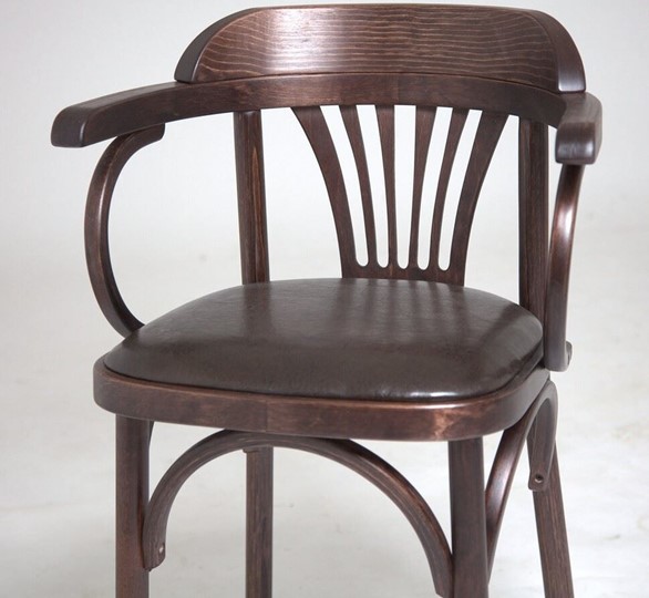 Барный стул 750 мягкий (темный тон, экокожа коричневая) во Владивостоке - изображение 1